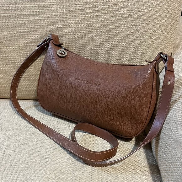 Longchamp Handbags - Longchamp Brown Leather Crossbody Bag with Adjustable Strap